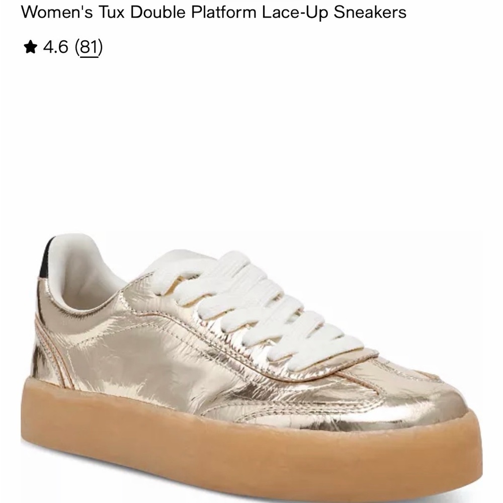 Steve Madden TUX Gold Sneakers – Metallic Gold Low-Top – Size 10